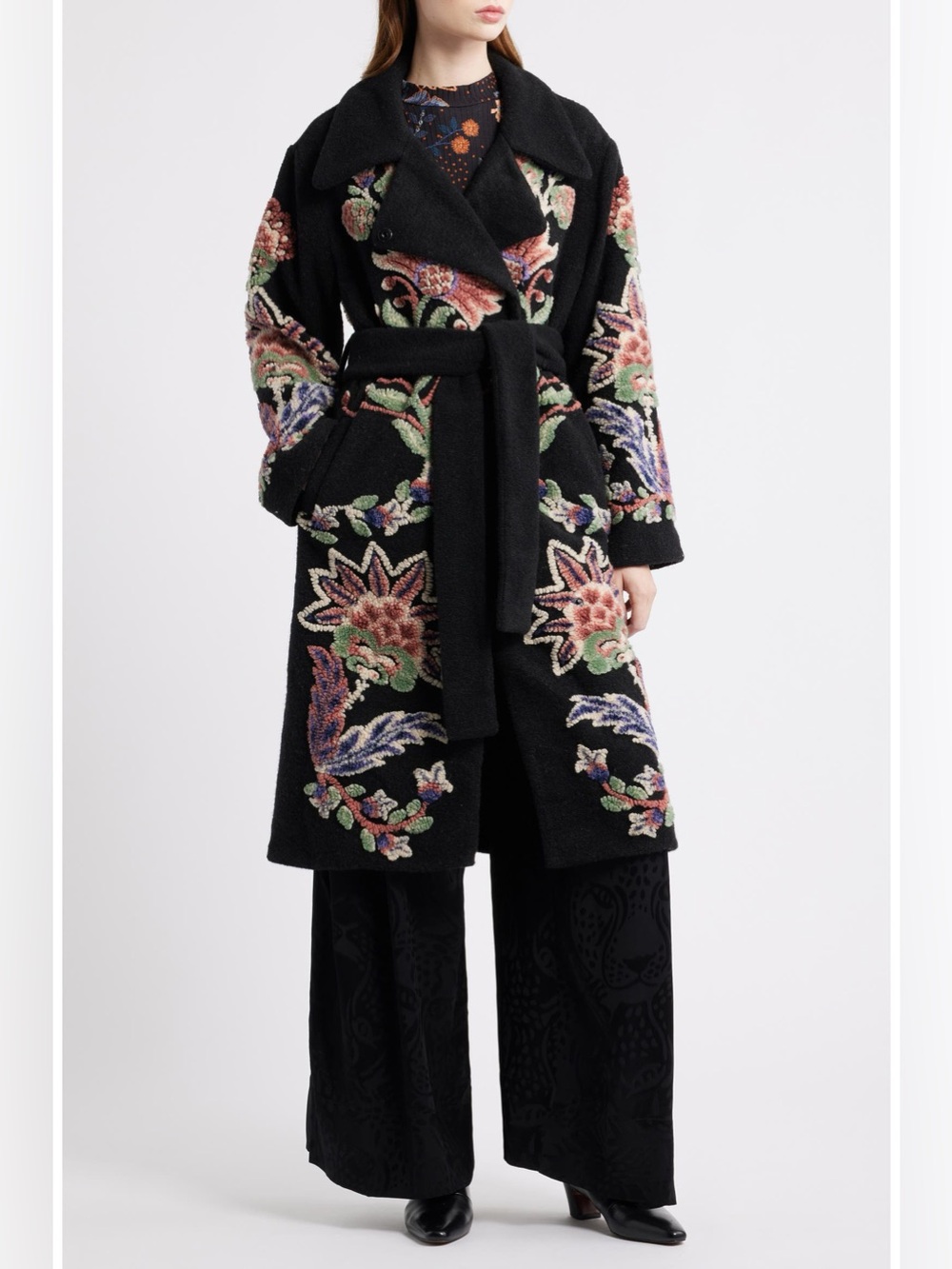 FARM Rio Marvelous Garden Embroidered Floral Fleece Coat – XS – NWT